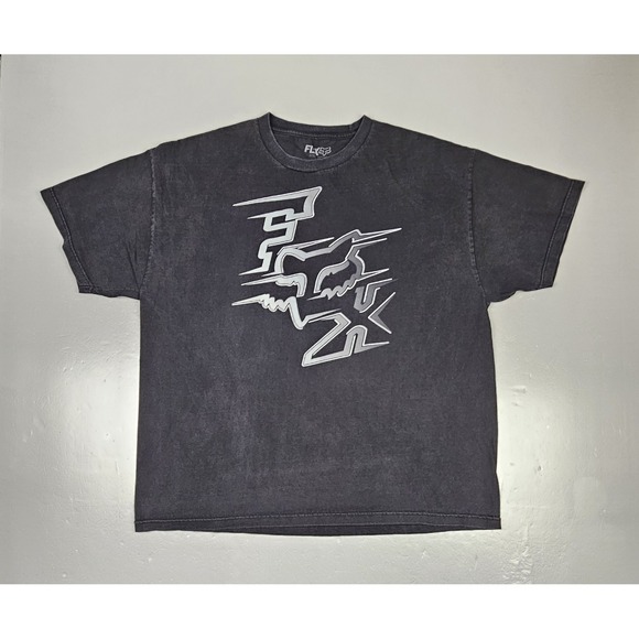 Fox Racing T-shirt Mens 2XL Y2k Black Motorcycle Bikes Short Sleeve‎ Tee - Picture 1 of 7